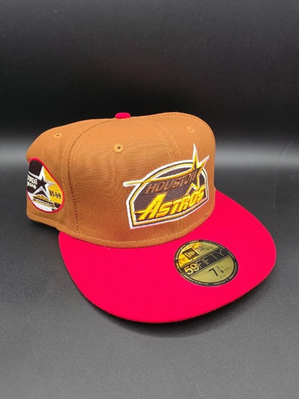 Houston Astros New Era 35th Ann Fitted Cap Hat Size 7 3/8 Tan Brown Red NEW